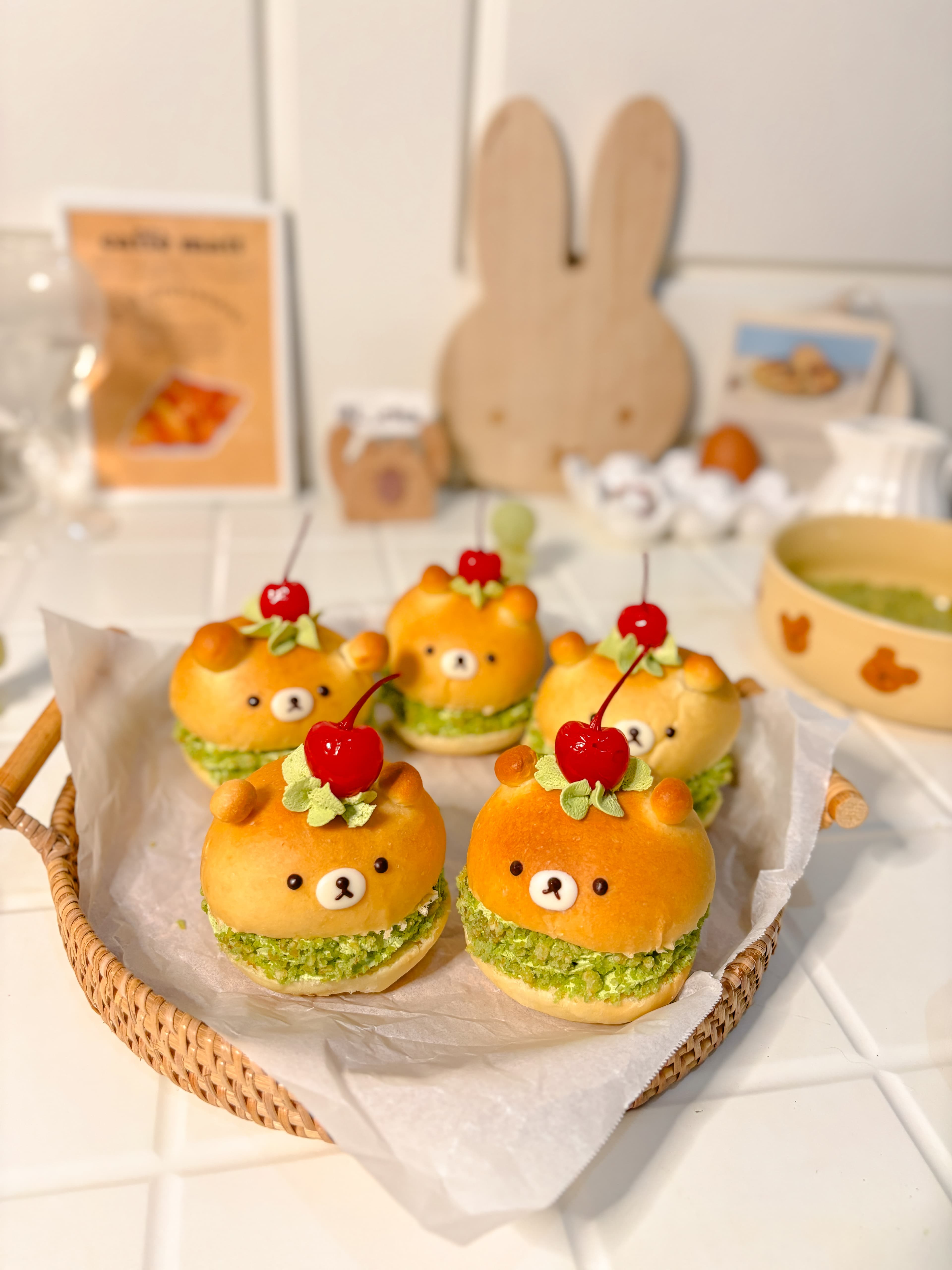 Icha’s bear-shaped burgers topped with cherries